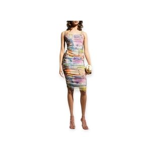 Fuzzi Money Print Ruched‎ Body-con Dress In Multicolor